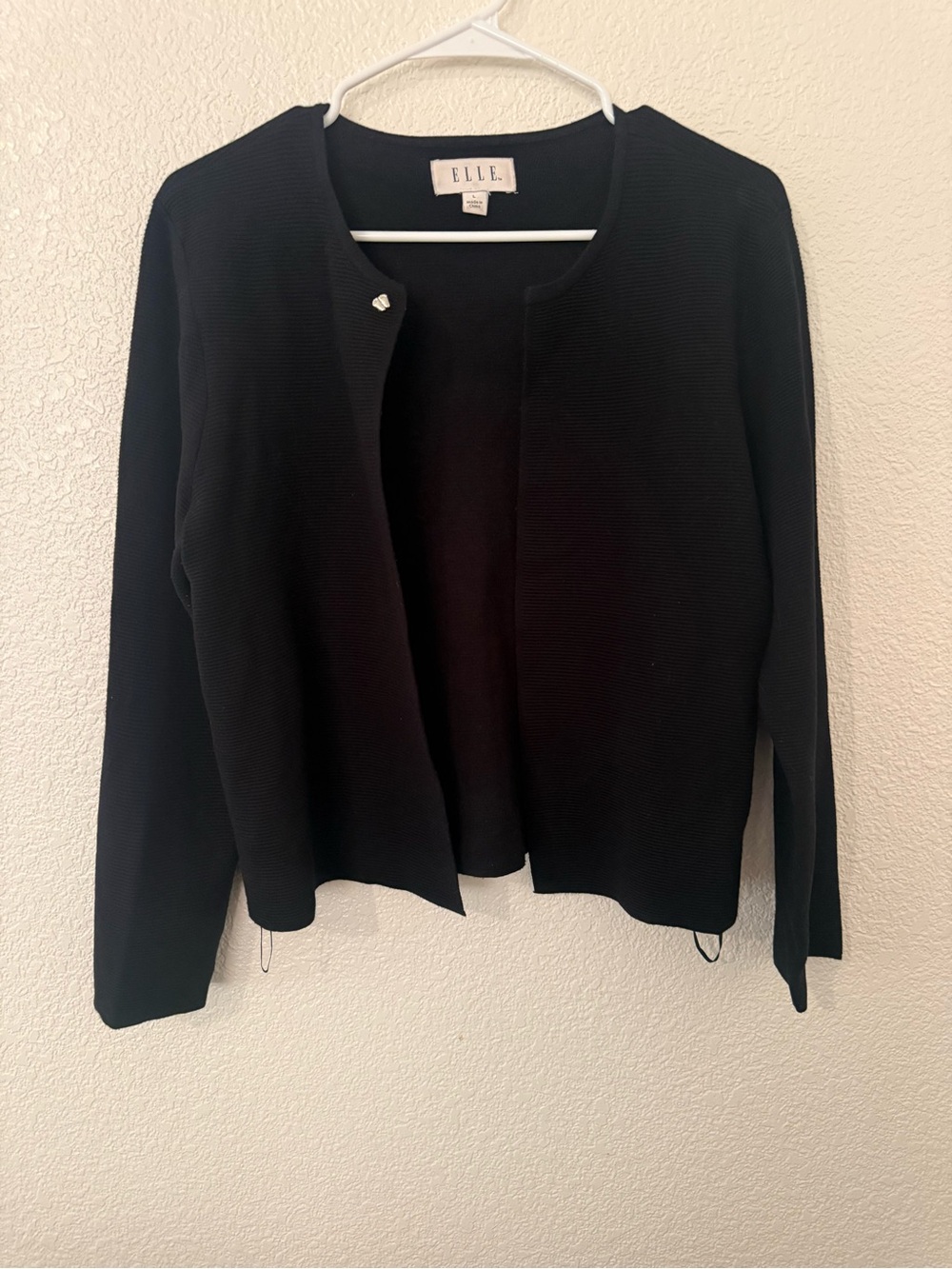 ELLE Black Open-Front Knit Cardigan